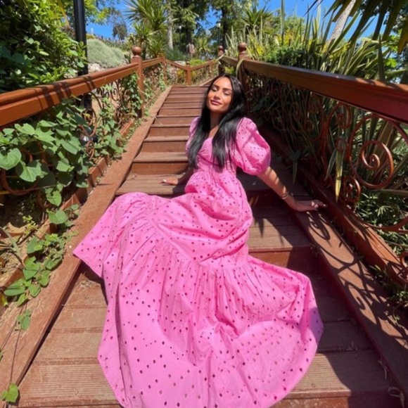 Zara Openwork Embroidered Pink Dress - Picture 1 of 3